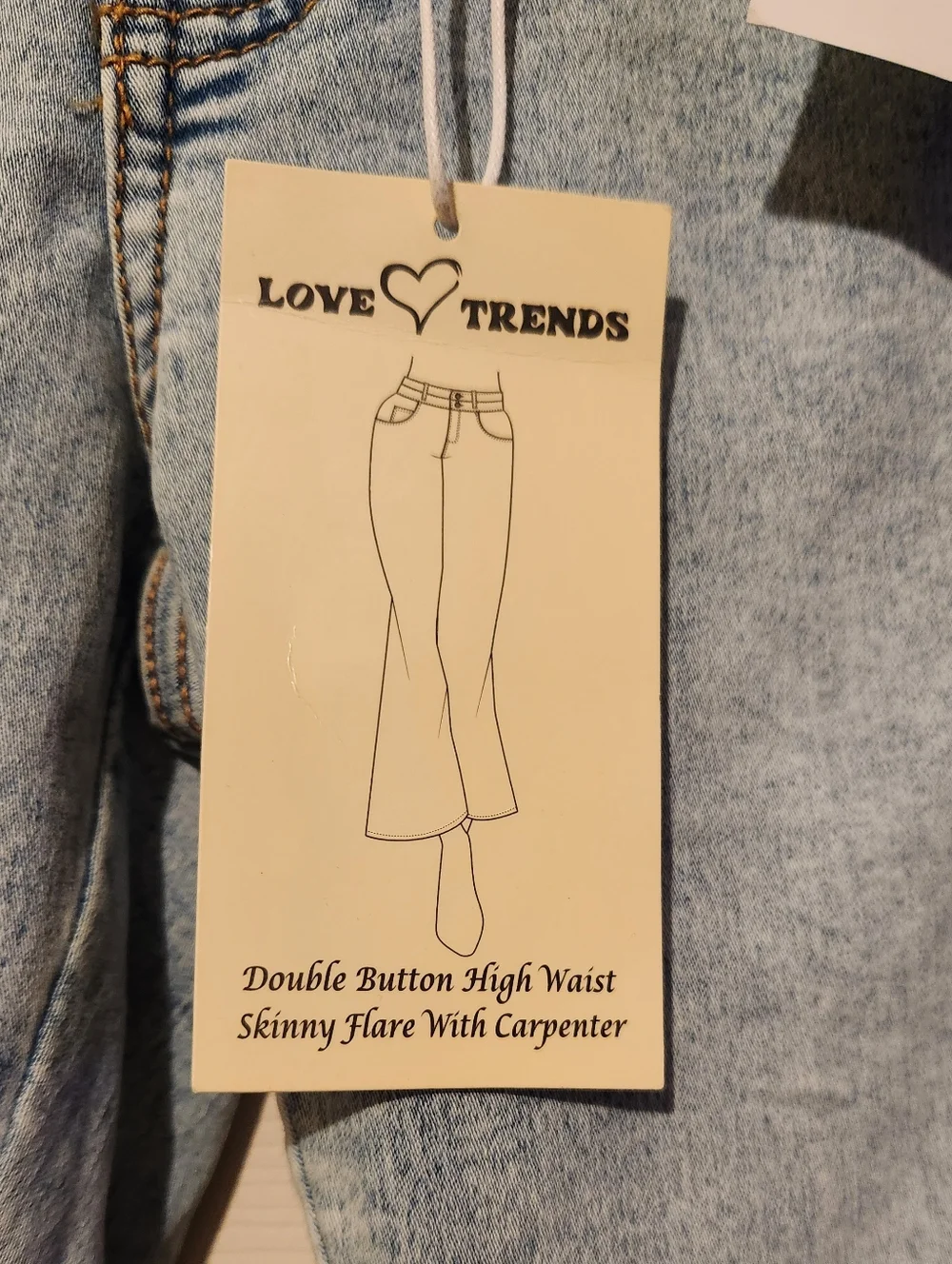 Light Blue Women's Double Button High Waist Skinny Flare With Carpenter Jeans